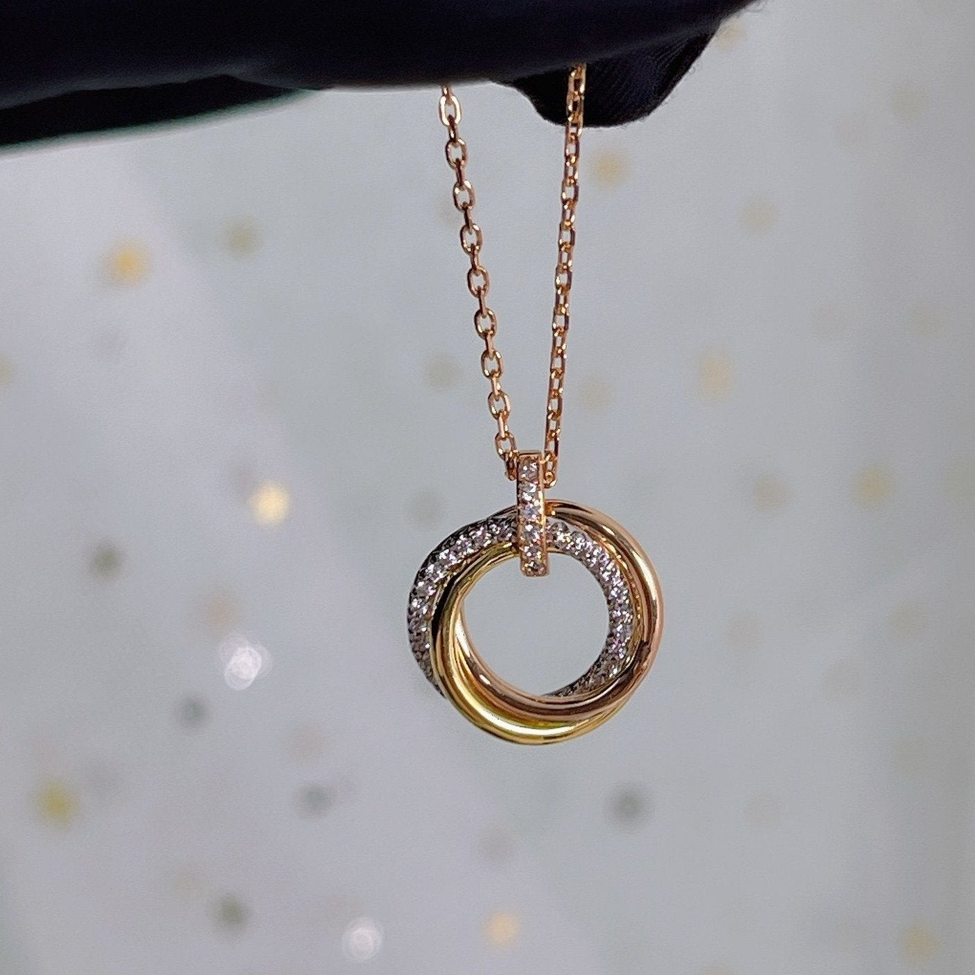 [LORA]TRINITY NECKLACE SILVER GOLD PINK GOLD DIAMONDS