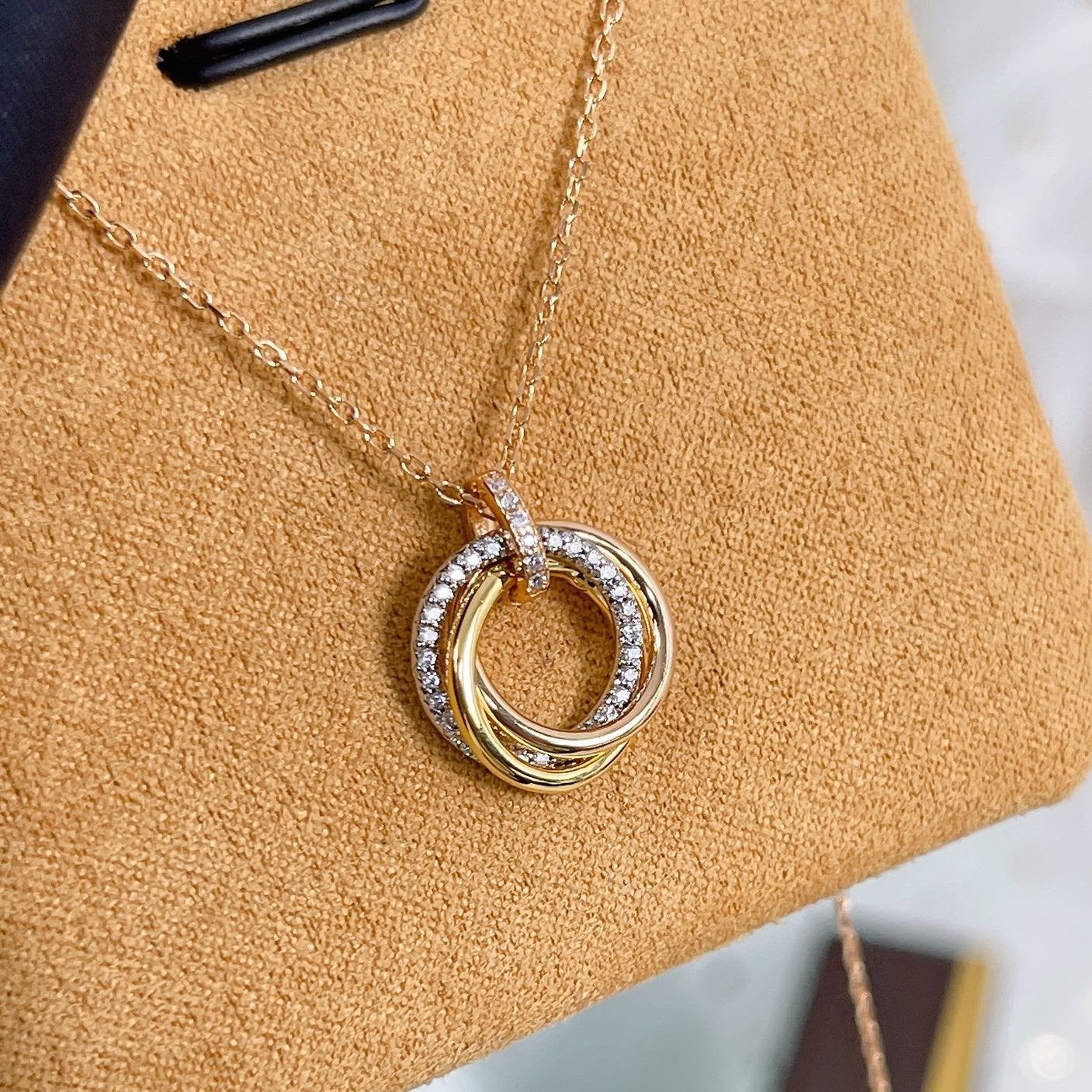 [LORA]TRINITY NECKLACE SILVER GOLD PINK GOLD DIAMONDS