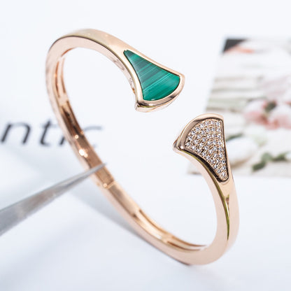 [LORA]DREAM BRACELET OPEN MALACHITE PINK GOLD