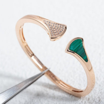 [LORA]DREAM BRACELET OPEN MALACHITE PINK GOLD