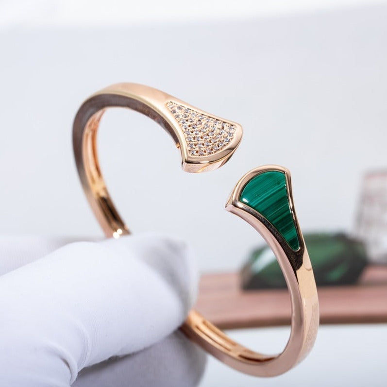[LORA]DREAM BRACELET OPEN MALACHITE PINK GOLD