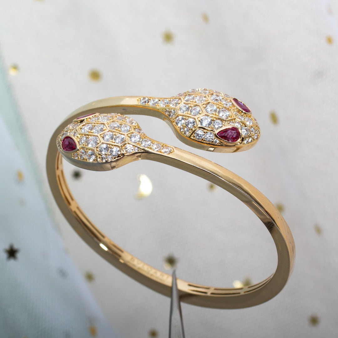 [LORA]SERPENTI BRACELET PINK GOLD DIAMOND DOUBLE SNAKE