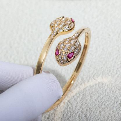 [LORA]SERPENTI BRACELET PINK GOLD DIAMOND DOUBLE SNAKE