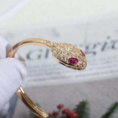 [LORA]SERPENTI BRACELET PINK GOLD DIAMOND DOUBLE SNAKE