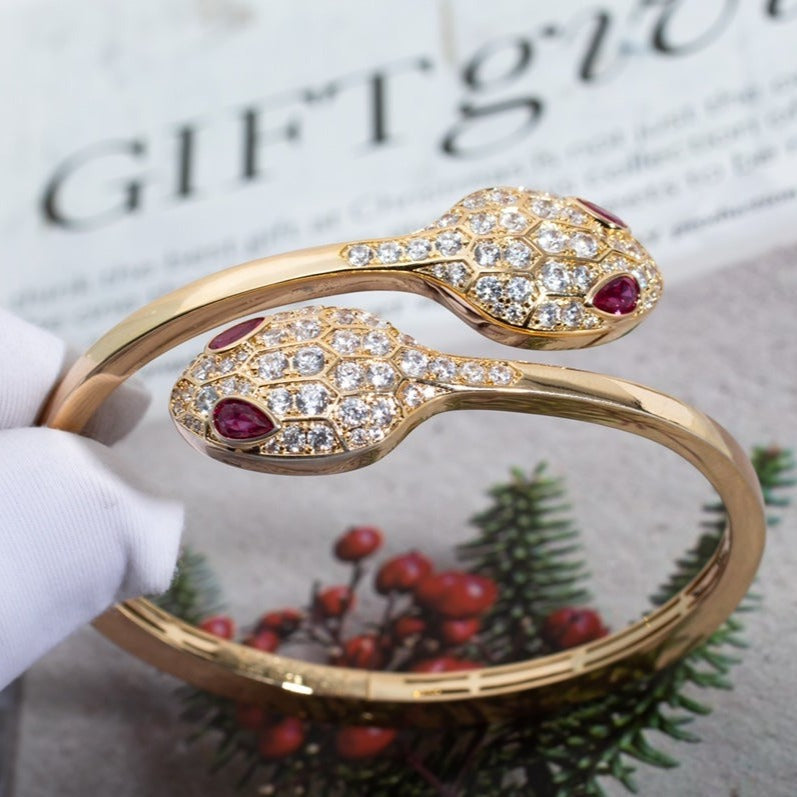 [LORA]SERPENTI BRACELET PINK GOLD DIAMOND DOUBLE SNAKE