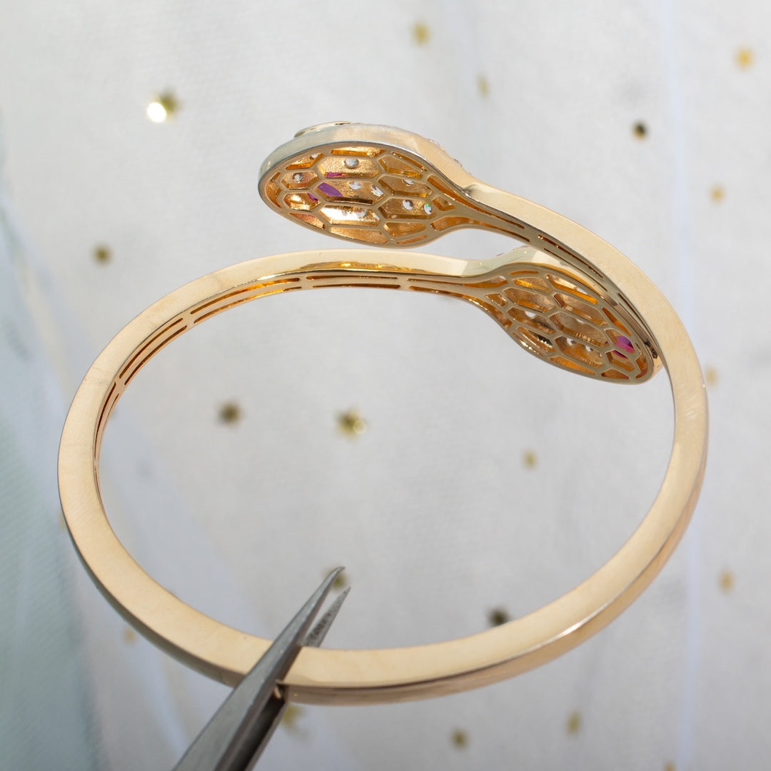 [LORA]SERPENTI BRACELET PINK GOLD DIAMOND DOUBLE SNAKE