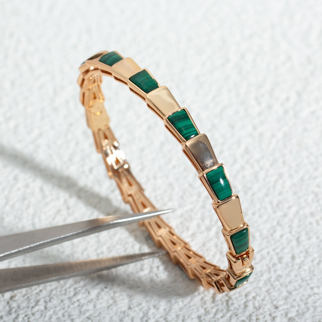 [LORA]SERPENTI BRACELET PINK GOLD MALACHITE