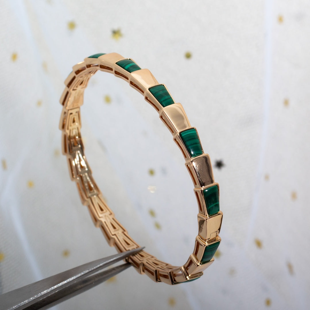 [LORA]SERPENTI BRACELET PINK GOLD MALACHITE