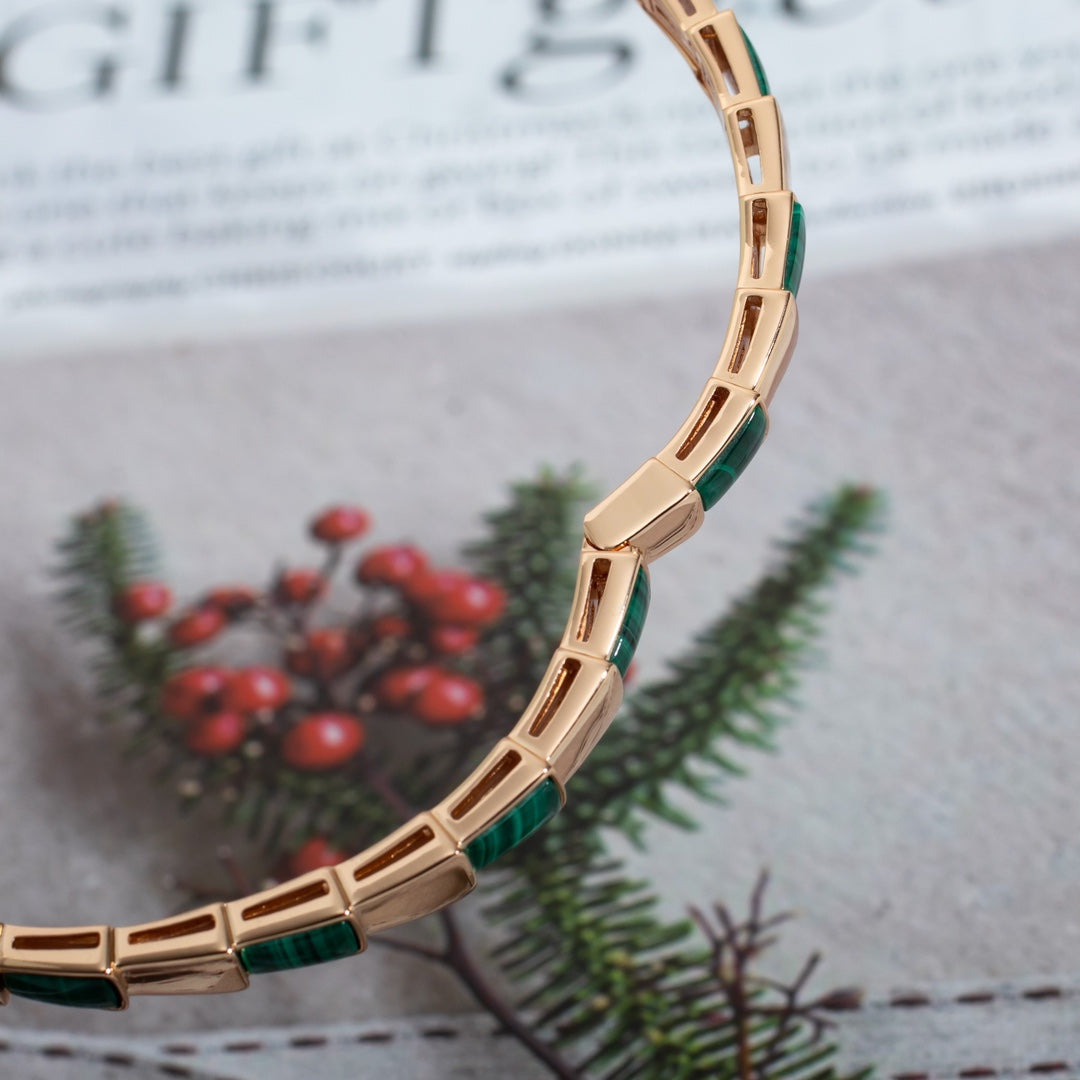 [LORA]SERPENTI BRACELET PINK GOLD MALACHITE