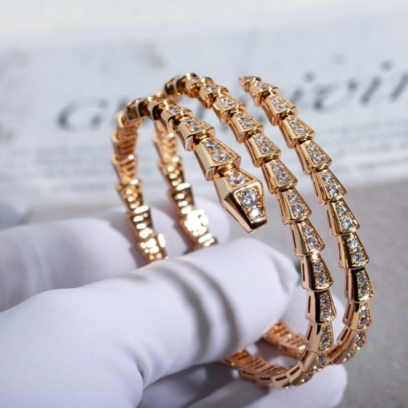 [LORA]SERPENTI BRACELET PINK GOLD DIAMOND DOUBLE ROW