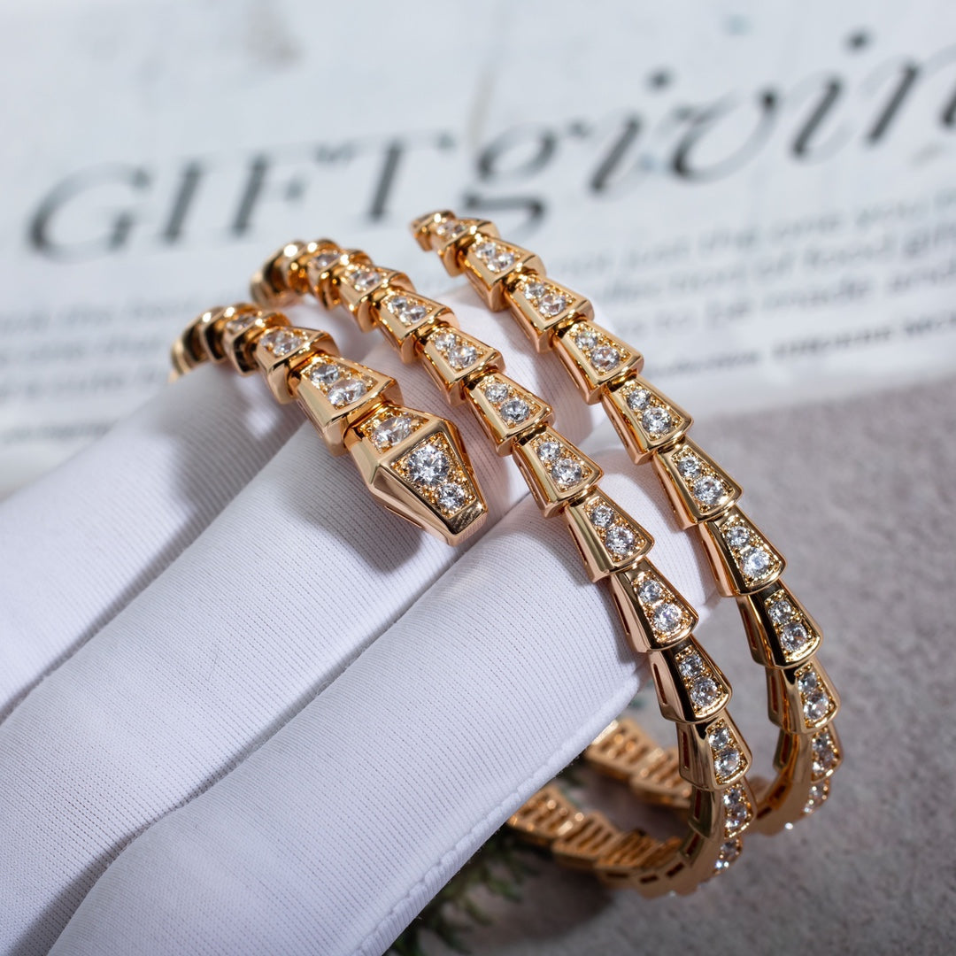 [LORA]SERPENTI BRACELET PINK GOLD DIAMOND DOUBLE ROW
