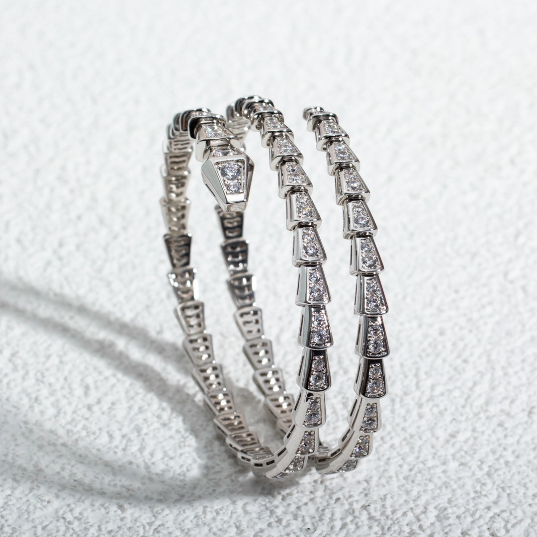 [LORA]SERPENTI BRACELET SILVER DIAMOND DOUBLE ROW