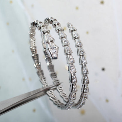 [LORA]SERPENTI BRACELET SILVER DIAMOND DOUBLE ROW