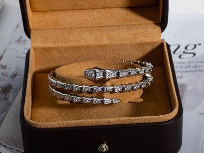 [LORA]SERPENTI BRACELET SILVER DIAMOND DOUBLE ROW