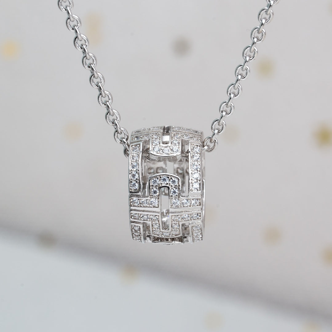 [LORA]PARENTESI NECKLACE SILVER DIAMOND