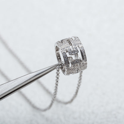 [LORA]PARENTESI NECKLACE SILVER DIAMOND