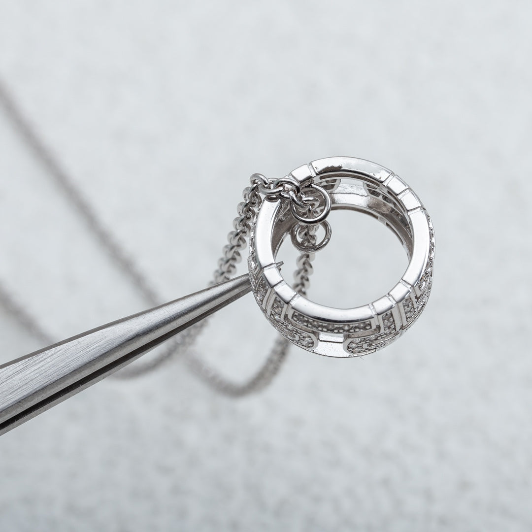 [LORA]PARENTESI NECKLACE SILVER DIAMOND