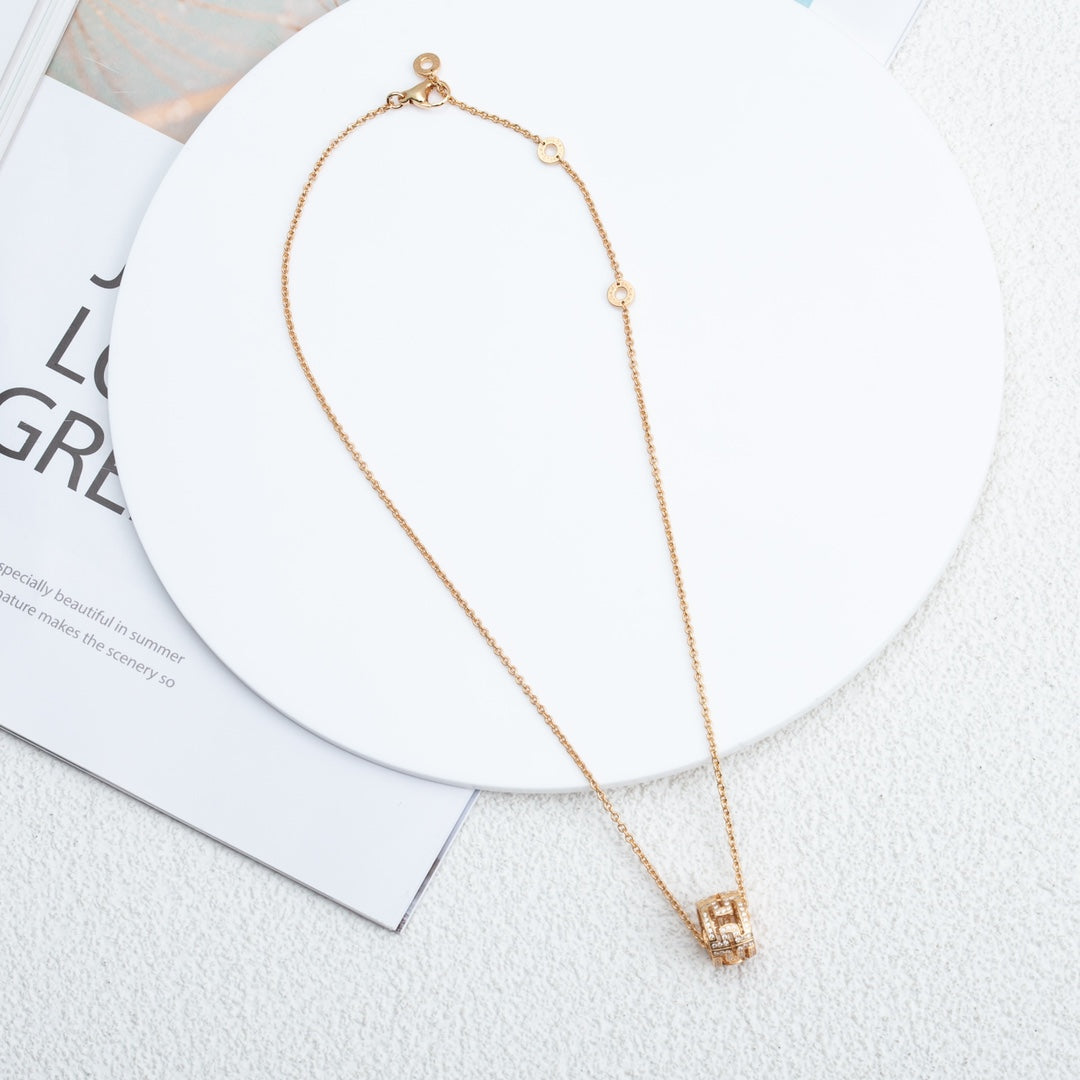 [LORA]PARENTESI NECKLACE PINK GOLD DIAMOND