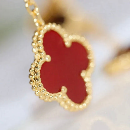 [LORA]CLOVER  2 MOTIF  TIGER EYE CARNELIAN EARRINGS