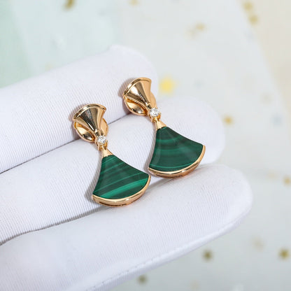 [LORA]DREAM MALACHITE PINK GOLD EARRINGS
