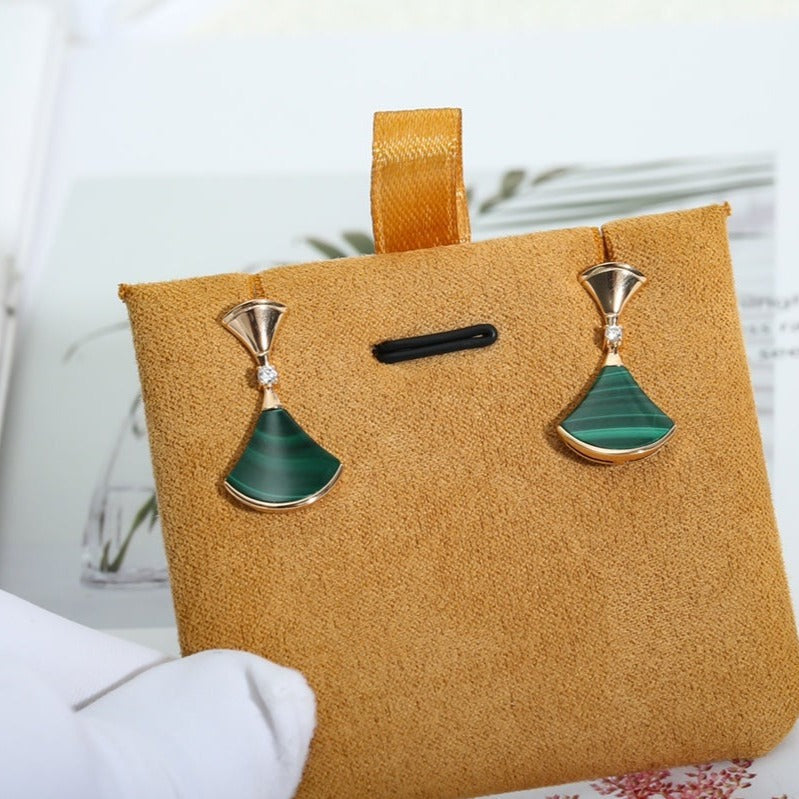 [LORA]DREAM MALACHITE PINK GOLD EARRINGS