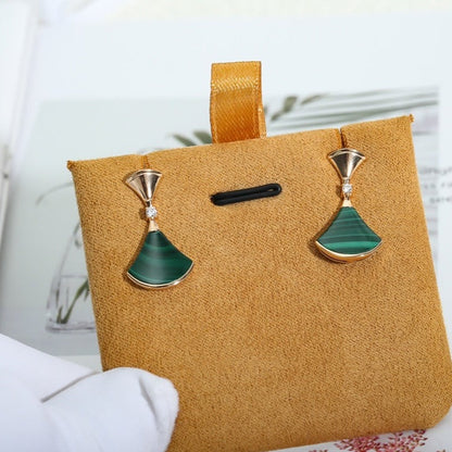 [LORA]DREAM MALACHITE PINK GOLD EARRINGS