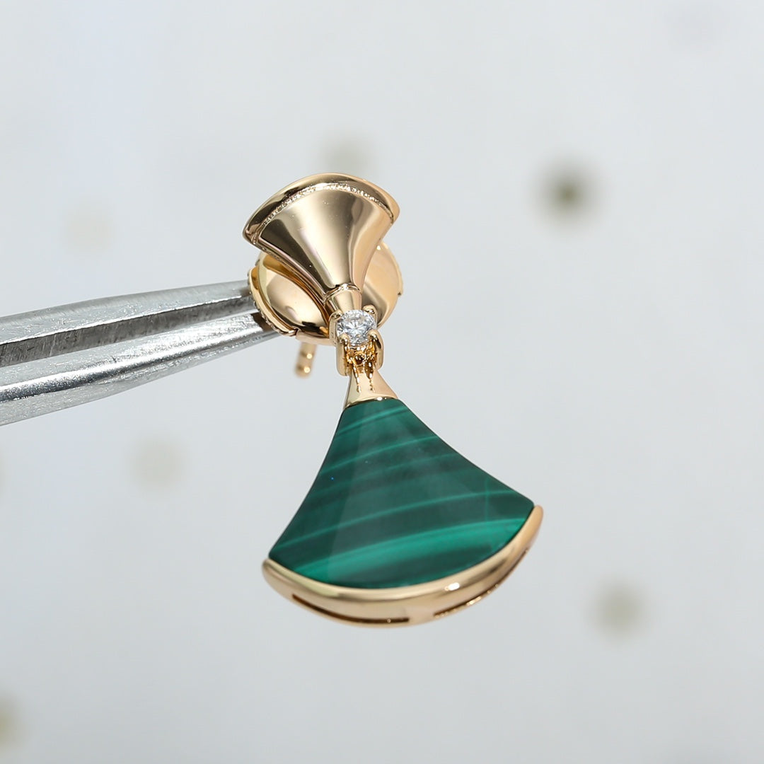 [LORA]DREAM MALACHITE PINK GOLD EARRINGS