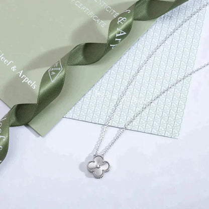 [LORA]CLOVER  15MM DIAMOND LASER NECKLACE SILVER