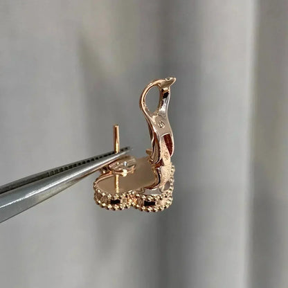 [LORA]CLOVER MEDIUM 1 MOTIFS  PINK MOP DIAMOND EARRINGS