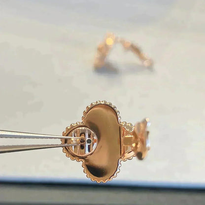 [LORA]CLOVER MEDIUM 1 MOTIFS GRAY MOP  DIAMOND EARRINGS