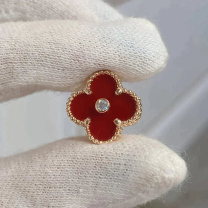 [LORA]CLOVER MEDIUM 1 MOTIFS CARNELIAN  DIAMOND earrings