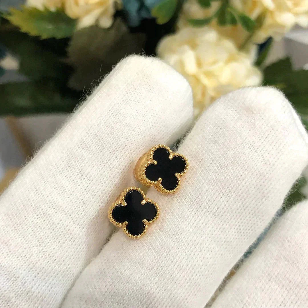 [LORA]CLOVER MINI 9.5MM BLACK MOP EARRINGS