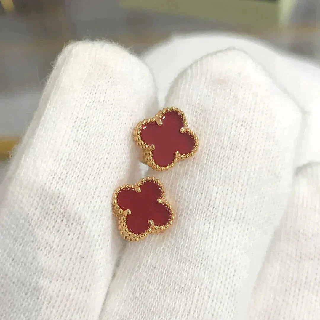 [LORA]CLOVER MINI 9.5MM CARNELIAN EARRINGS