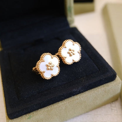 [LORA]LUCKY PINK GOLD WHITE MOP EARRINGS