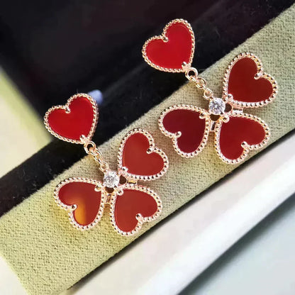 [Lora]SWEET CLOVER CARNELIAN EARRINGS