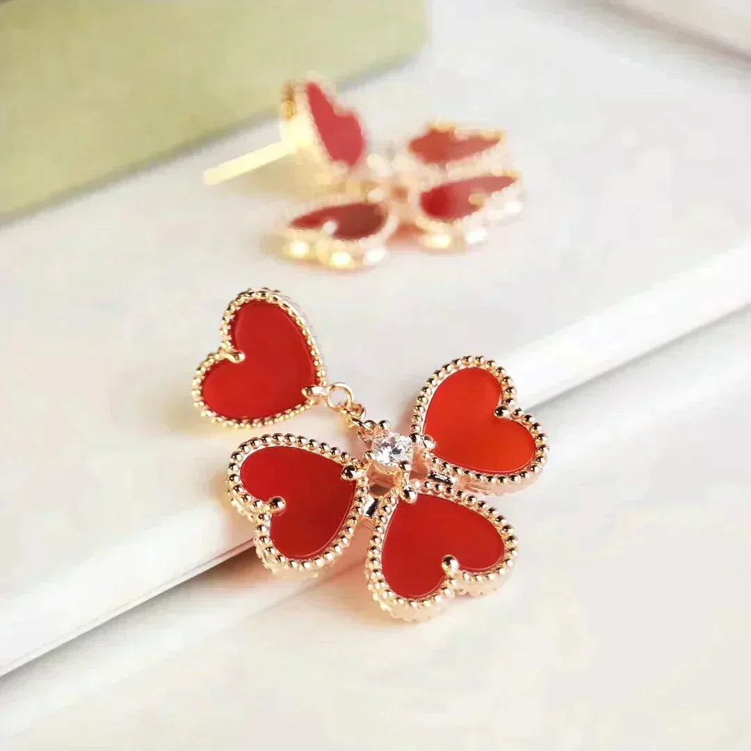 [Lora]SWEET CLOVER CARNELIAN EARRINGS