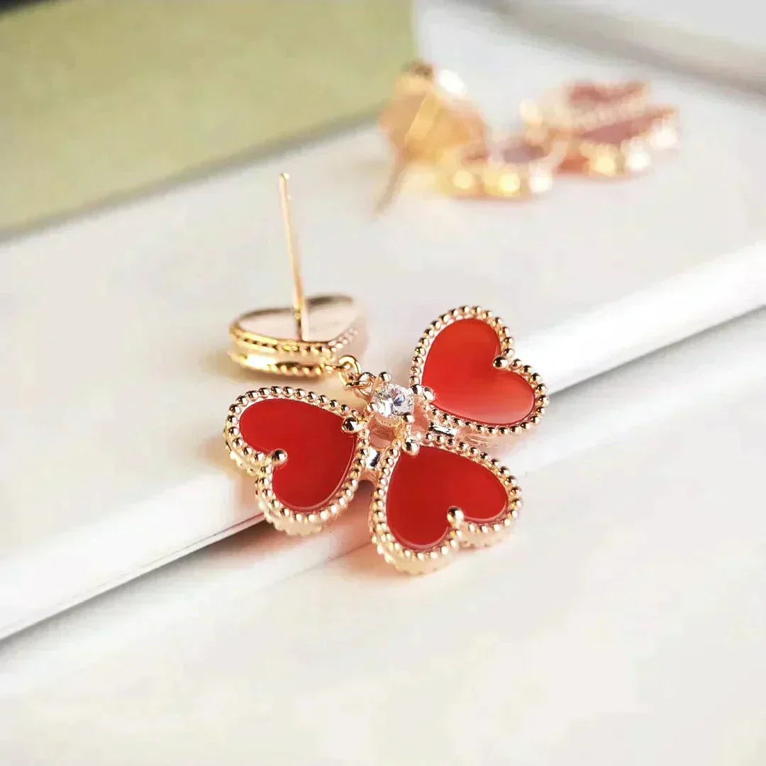 [Lora]SWEET CLOVER CARNELIAN EARRINGS