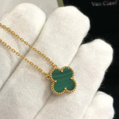[LORA]CLOVER 15MM MALACHITE SINGLE FLOWER  NECKLACE