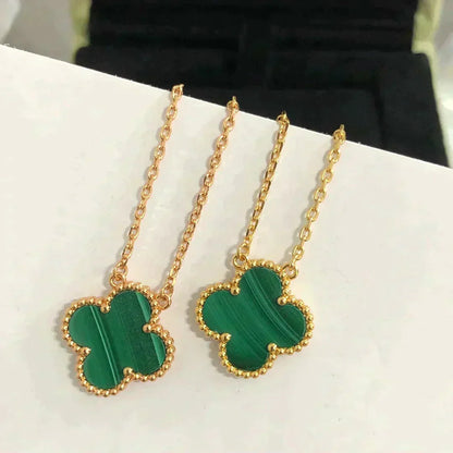 [LORA]CLOVER 15MM MALACHITE SINGLE FLOWER  NECKLACE