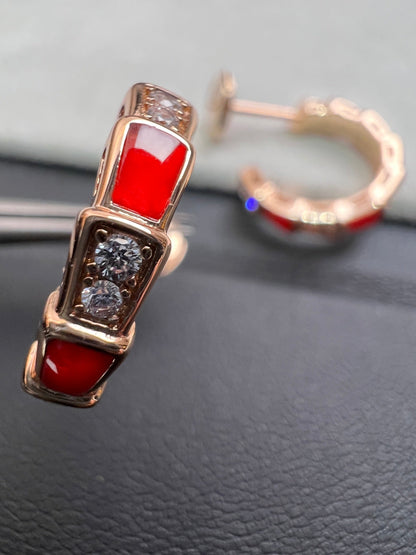 [LORA]SERPENTI CARNELIAN PINK GOLD EARRINGS
