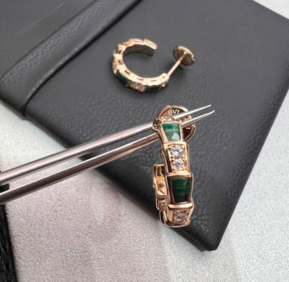 [LORA]SERPENTI MALACHITE PINK GOLD EARRINGS