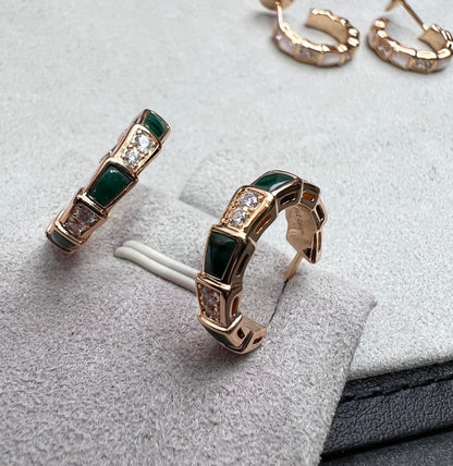 [LORA]SERPENTI MALACHITE PINK GOLD EARRINGS
