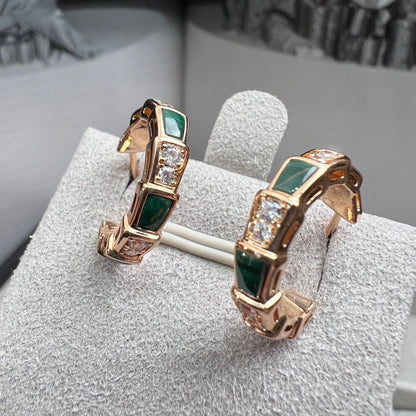 [LORA]SERPENTI MALACHITE PINK GOLD EARRINGS