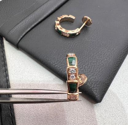 [LORA]SERPENTI MALACHITE PINK GOLD EARRINGS