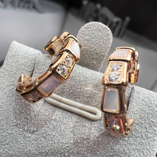 [LORA]SERPENTI MOP PINK GOLD EARRINGS