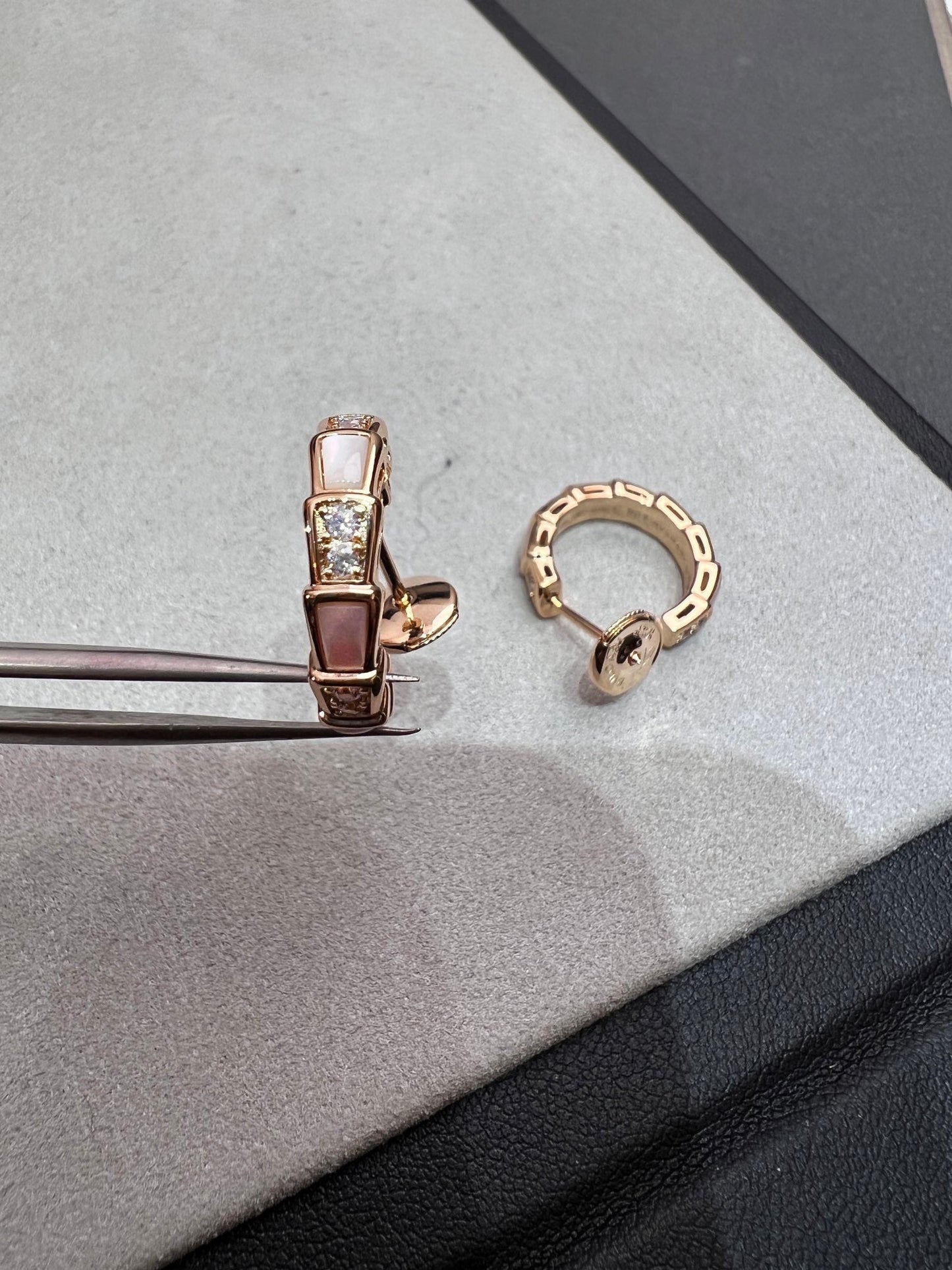 [LORA]SERPENTI MOP PINK GOLD EARRINGS