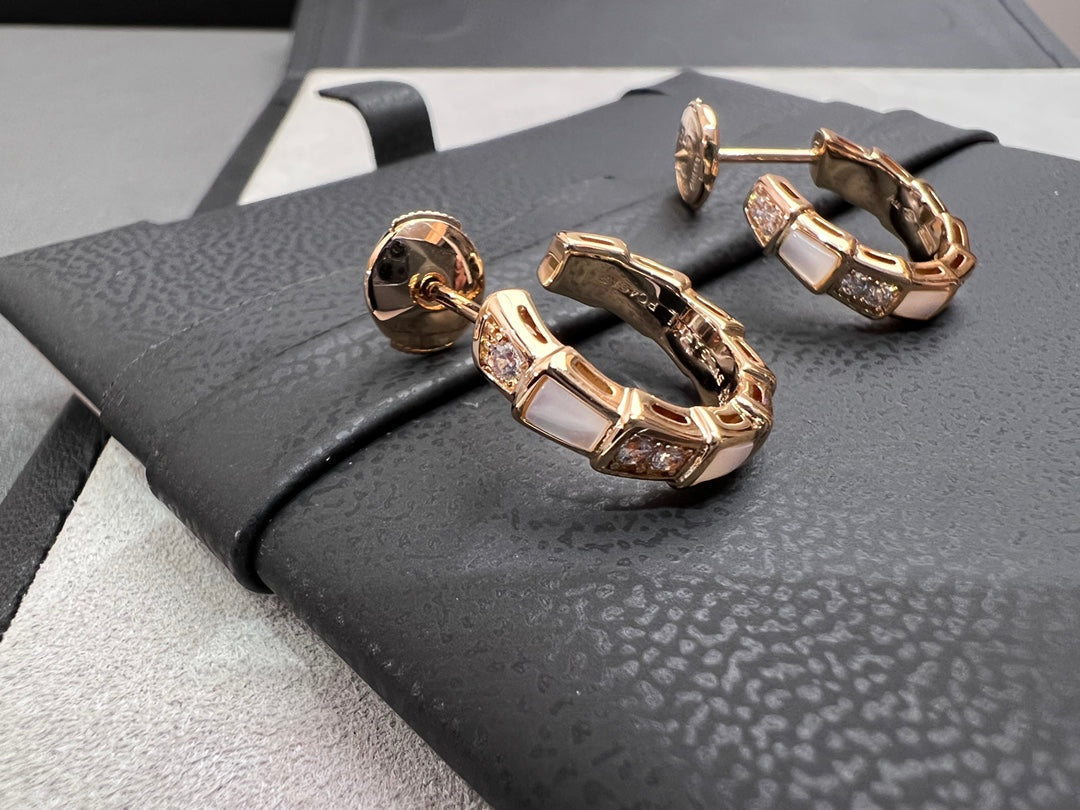 [LORA]SERPENTI MOP PINK GOLD EARRINGS