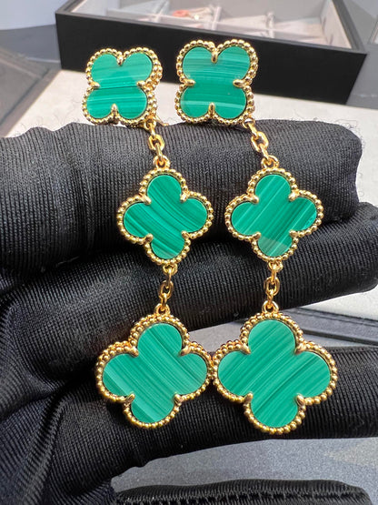 [Lora]CLOVER MALACHITE 3 MOTIFS GOLD