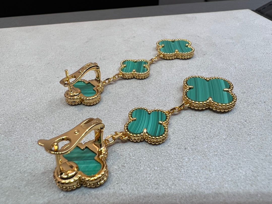[Lora]CLOVER MALACHITE 3 MOTIFS GOLD