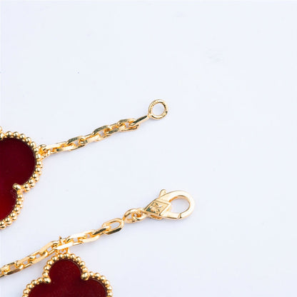 [LORA]CLOVER BRACELET 5 MOTIFS CARNELIAN TIGER EYE
